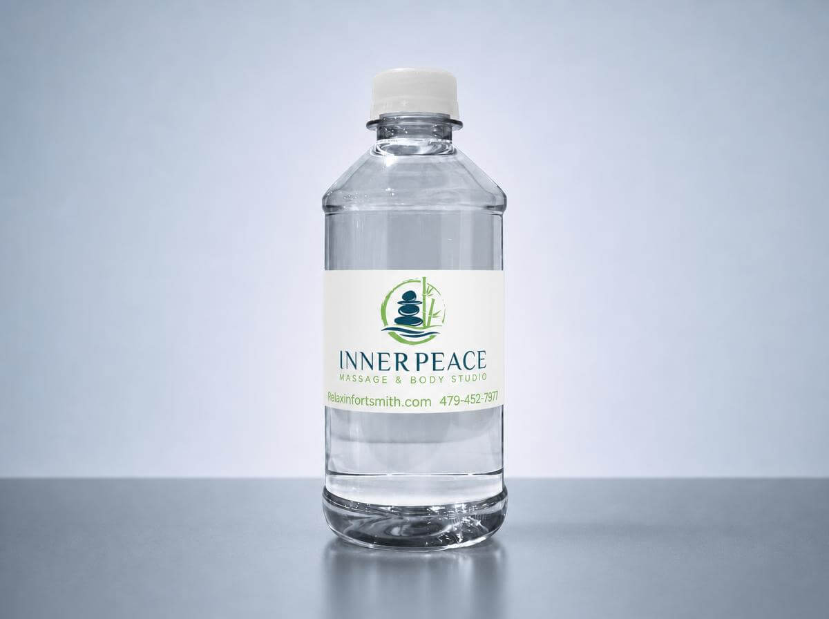 Custom-label water bottle for Inner Peace Massage & Body Studio