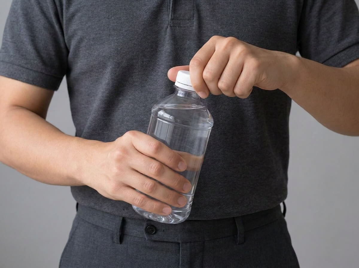 Sealed bottle cap being opened