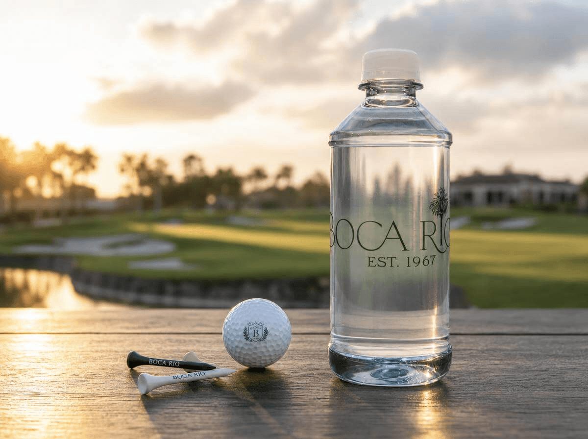 Custom-label bottled water for golf courses