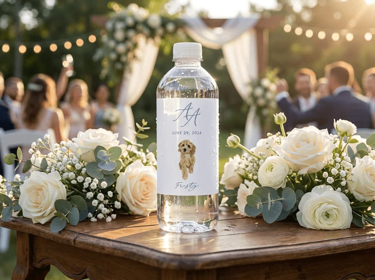 Custom-label bottled water for weddings and celebrations