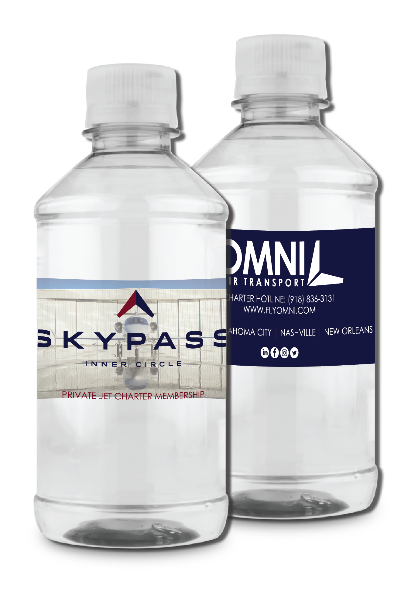 Custom Labeled Bottled Water | 12oz Bottled Water with 2x8 Ultra-Clear 3-D Label